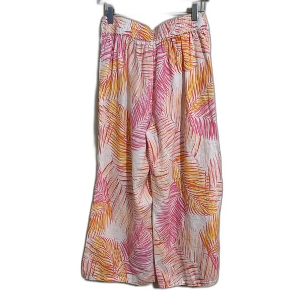 Tahari Multicolor Print Wide Leg Linen Pants size M Resortwear Cruise Vacation - Picture 2 of 9